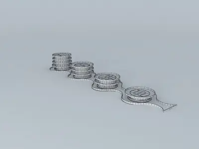 Ant-walk 1 set of plates and bowls 3D model