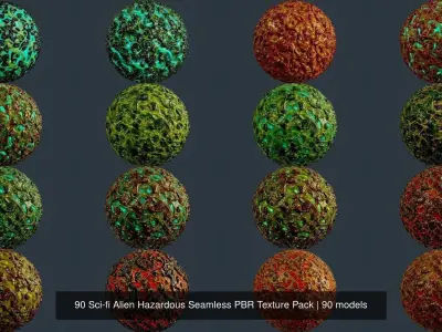 90 Sci-fi Alien Hazardous Seamless PBR Texture Pack Texture