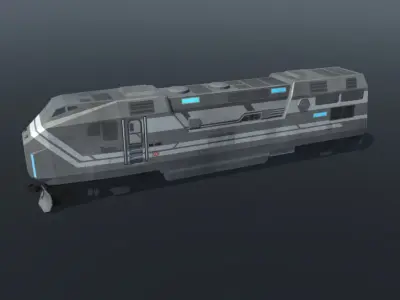 Sci-fi Train Set Low-poly 3D model