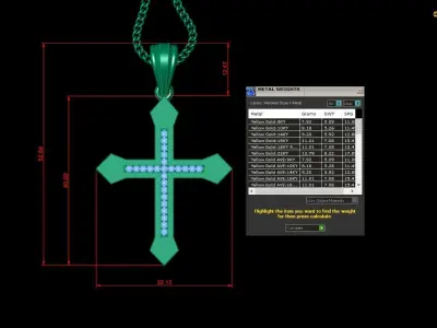 High Cross Pendant Light Gold 18K 4CP057 3D print model