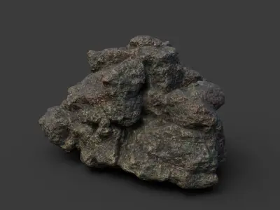 Low poly Black Mossy Lava Modular Rock 210720 Low-poly 3D model