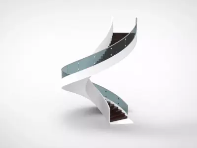 Staircase spiral made of glass and stainless steel Free 3D model