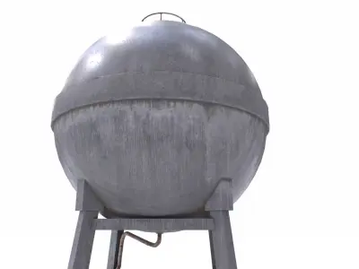 Concrete water tower 2 Low-poly 3D model