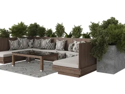 Backyard and Landscape Furniture Dining Zone Set 3D model
