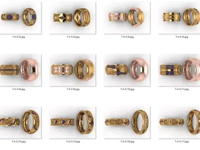 alans ring 40 pieces drawing 3d rihone drawing ring rings 3D print model