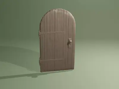 Old wooden european barndoor farm door castledoor medival 3D print model