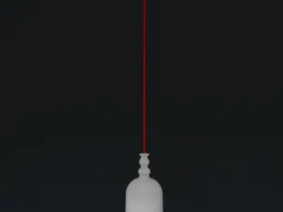 Small white ceramic pendant lamp with red flex 18cm dia Low-poly 3D model