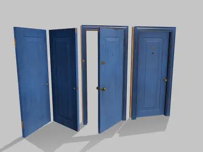 Door light blue 06 Low-poly 3D model
