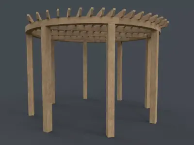 PBR Wooden Pergola Gazebo A2 Low-poly 3D model