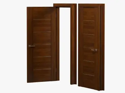 Modern brown wood door 3D model