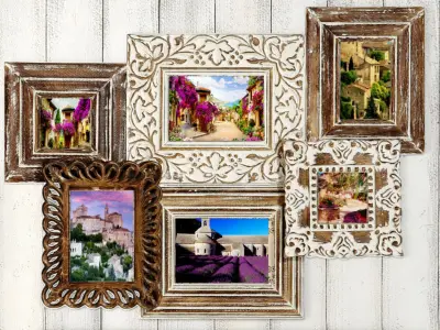 Paintings Collection 3D 7 wooden frame 3D model