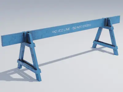 Wooden Police Barriers with 4K Textures Low-poly 3D model