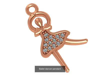 8 Ballet Dancer Charm Pendant 3D Model Pack