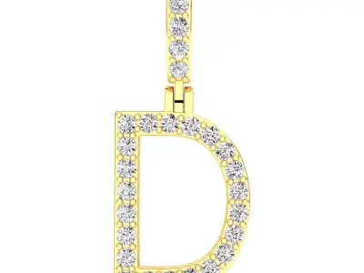 Alphabet D-letter single row pendant 3D print model