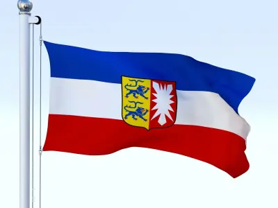 Animated Schleswig-Holstein German State Flag Low-poly 3D model