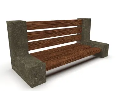 Bench street asset Low-poly 3D model
