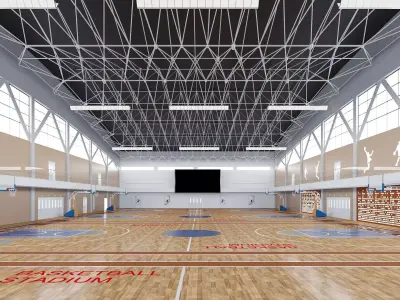 Modern Indoor Basketball Stadium Gymnasium 3D Asset 3D model