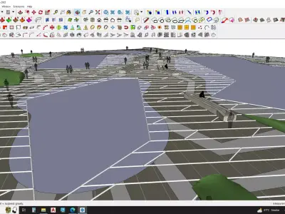 Urban 3d model around highrise building 3D model