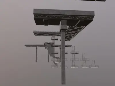 Sci Fi Road And Shop Low-poly 3D model