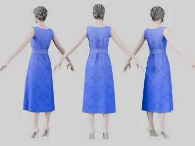 Dress 02 Very Light Blue Low-poly 3D model