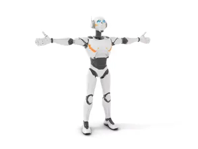 Futuristic Humanoid Robot Model Pack with Arm Extensions Low-poly 3D model