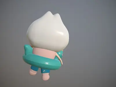 beach cartoon character Low-poly 3D model