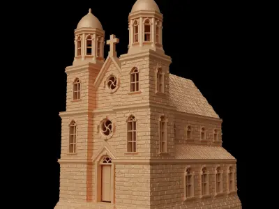 Caribbean Church Tabletop Terrain 28 MM 3D print model