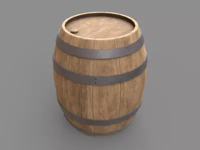 Wooden Barrel Vine Whiskey Gameready Low-poly 3D model