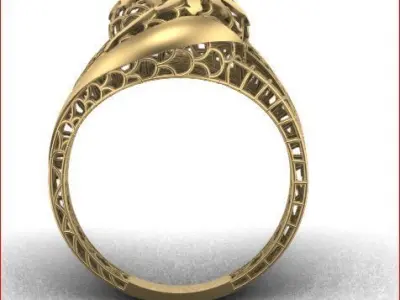 05 Lace style gold ring 3D print model 3D print model