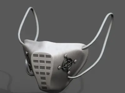 Gas mask respirator white plastic protection combat  Low-poly 3D model