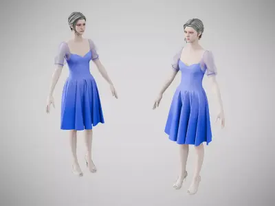 Dress 09 Very Light Blue Low-poly 3D model