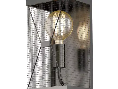 favourite caged wall light with bulb inside 3D model