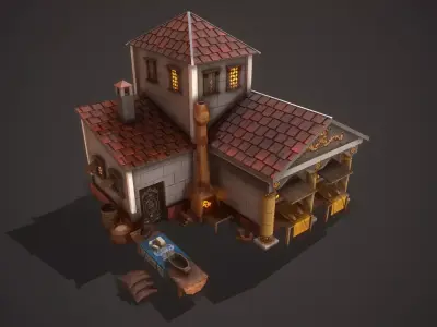 Roman Bakery Low-poly 3D model