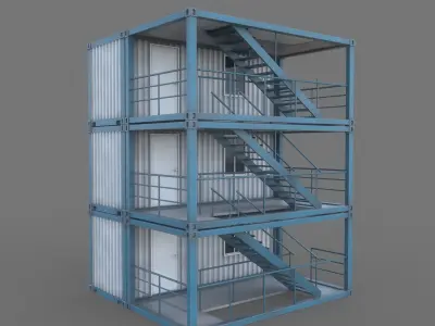 Construction Site Office Game Ready Low-poly 3D model