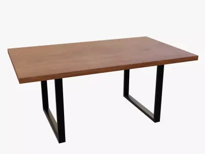 Table with wooden top and metal legs Free 3D model