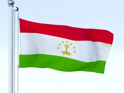 Animated Tajikistan Flag Low-poly 3D model