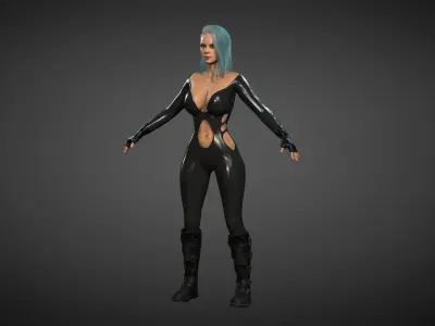 Leather Girl  Low-poly 3D model