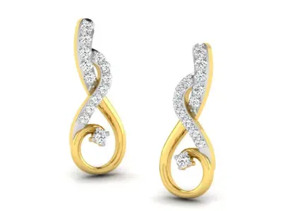 Gold Diamond Women Earring 3D print Model 3D print model 147