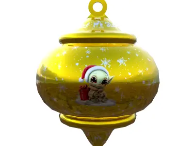 Playful Baby Holiday Golden Bauble 3D Model SubReady PBR  Low-poly 3D model