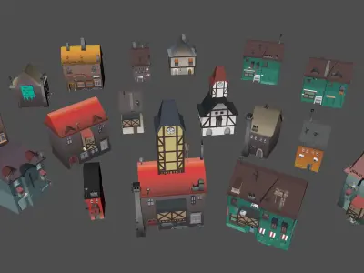 FREE PolyVania Vampiric Town LowPoly Unity Pack Free low-poly 3D model