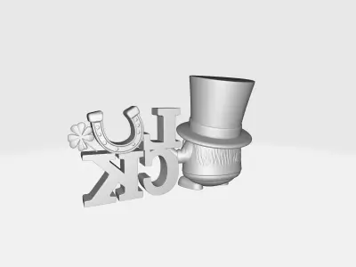 St Patricks Day Lucky Leprechaun Gnome LUCK Decor with Horseshoe 3D print model
