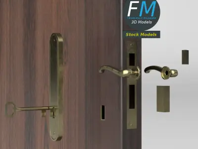 Wooden interior door 3D model