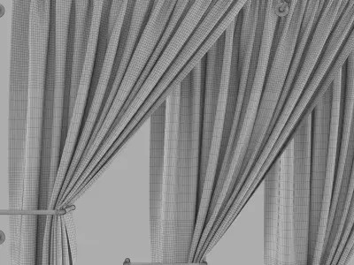 Curtain with metal rod 3D model