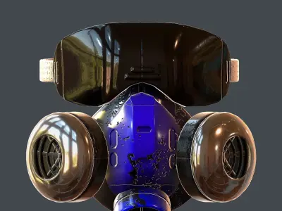 Gas mask helmet 3d model scifi Low-poly  Low-poly 3D model