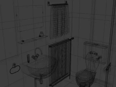 Bathroom with toilet and sink 3D model