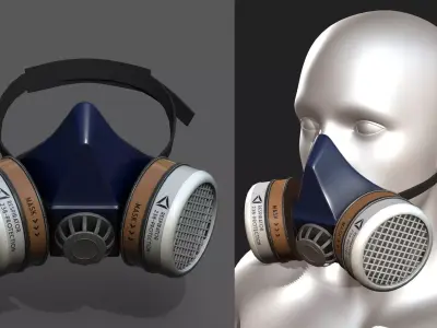 Gas mask respirator scifi military futuristic technology  Low-poly 3D model
