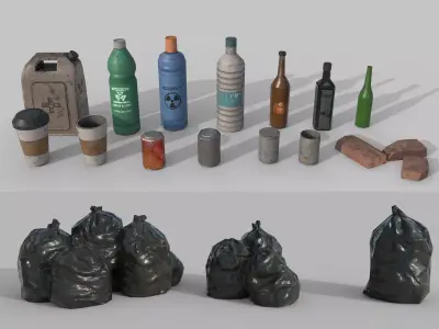 Urban Garbage Small Pack Low-poly 3D model