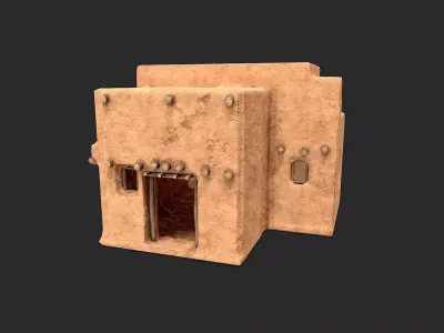 Clay Desert Egypt Village House 2 Low-poly 3D model