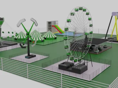 Amusement Park Low-poly 3D model