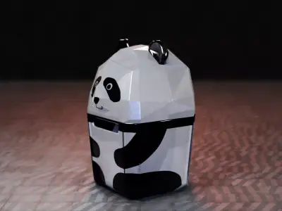 Panda Trash Can Low poly 3D model